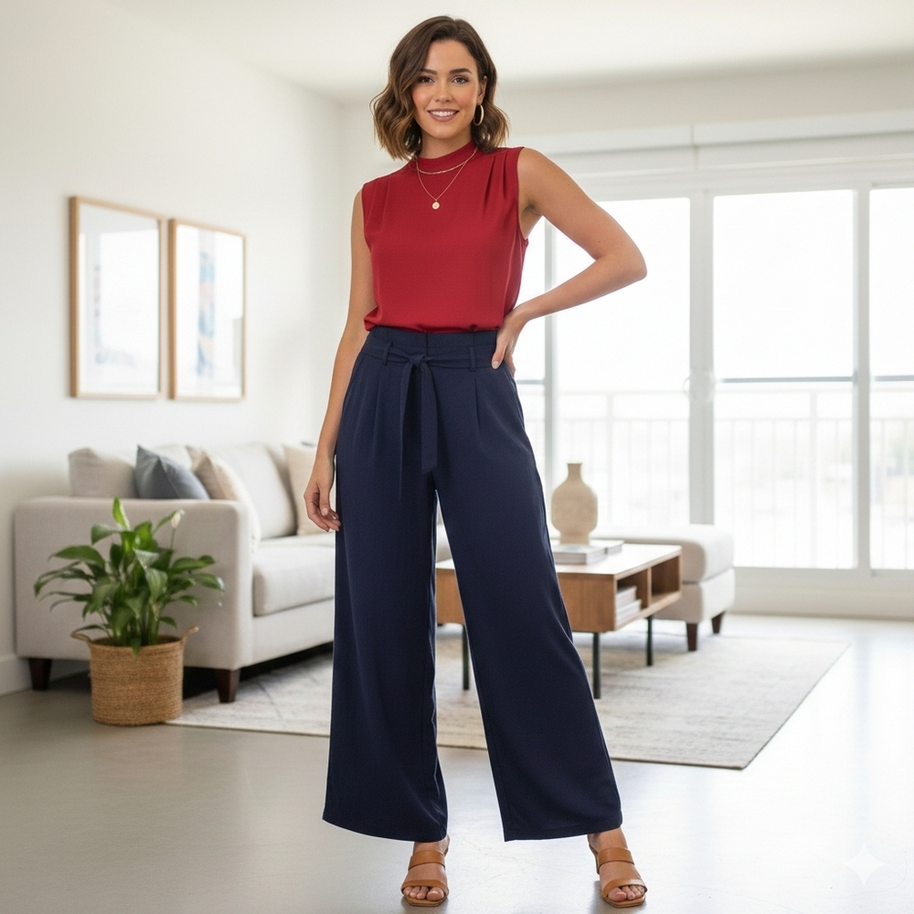 New Look Dark Blue Wide-Leg Pants